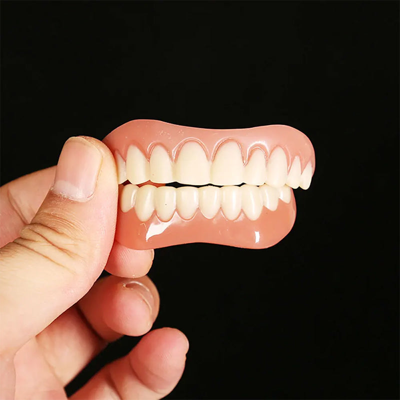Instant Smile Denture Veneer Natural Silicone Cosmetic Upper/Lower Teeth