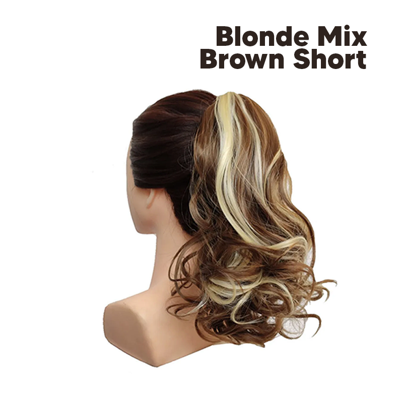 Synthetic Fiber Claw Clip Wavy Ponytail Hair Extensions for Women