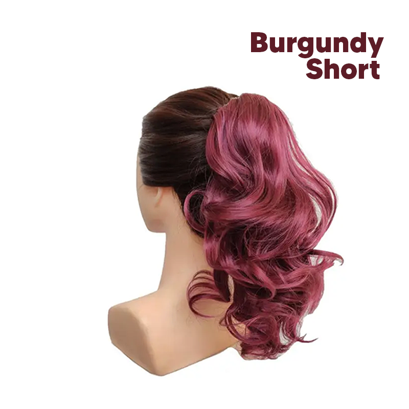 Synthetic Fiber Claw Clip Wavy Ponytail Hair Extensions for Women