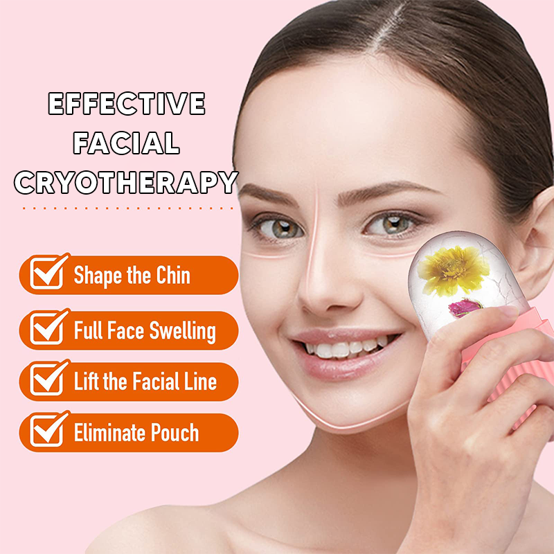 Natural Contour and Skin Care Reusable Ice Cube Roller Silicone Mold Massager for Face, Eyes and Neck