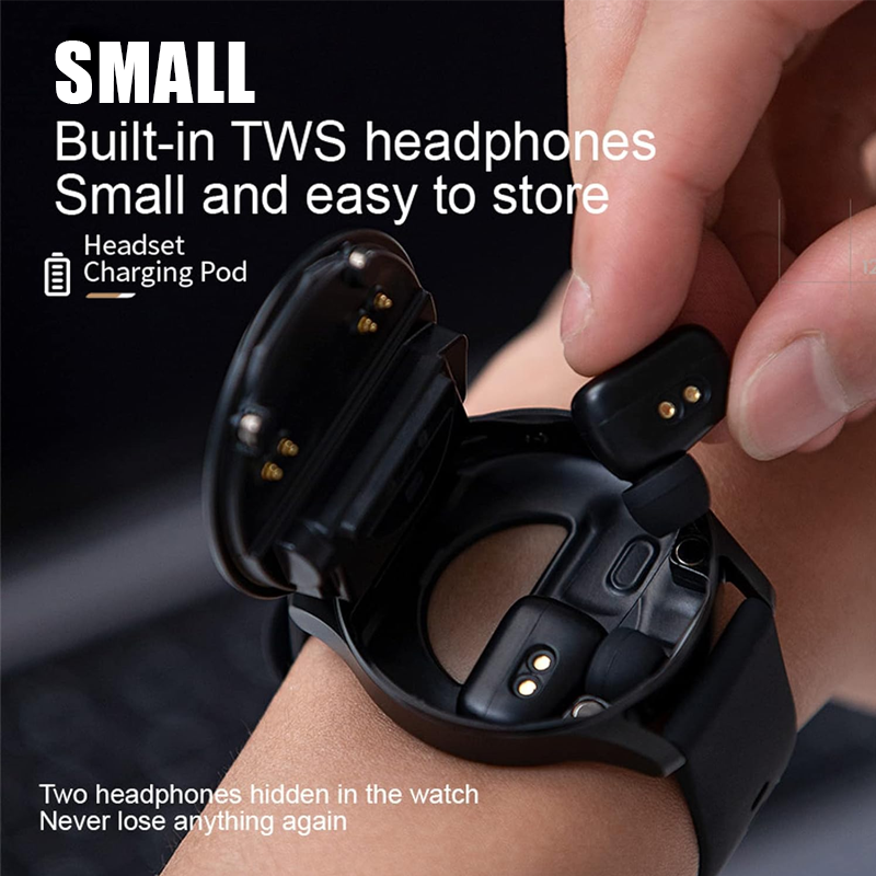 Unisex 2-in 1 Build-in Wireless Fitness Sports Smart Watch with Earbuds