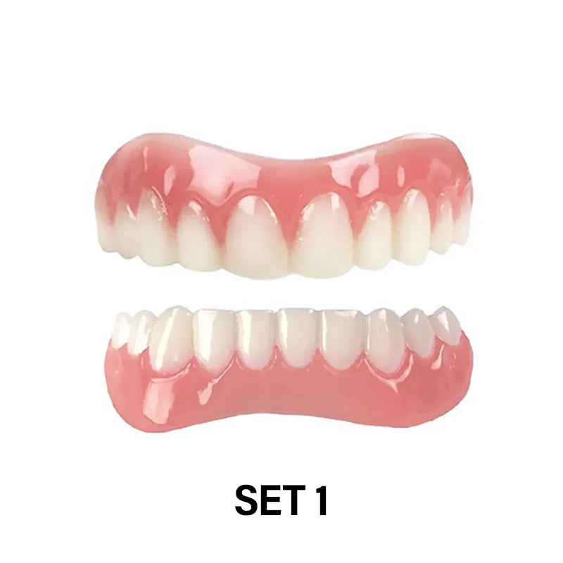 Instant Smile Denture Veneer Natural Silicone Cosmetic Upper/Lower Teeth
