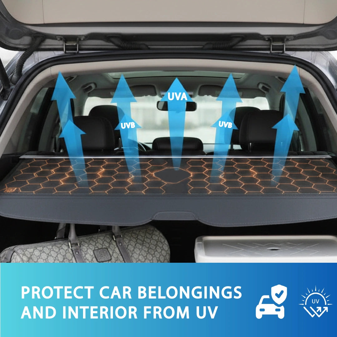 Universal Fit Rear Trunk Security Cover – Retractable Cargo Shade with Alloy Frame & PVC Material