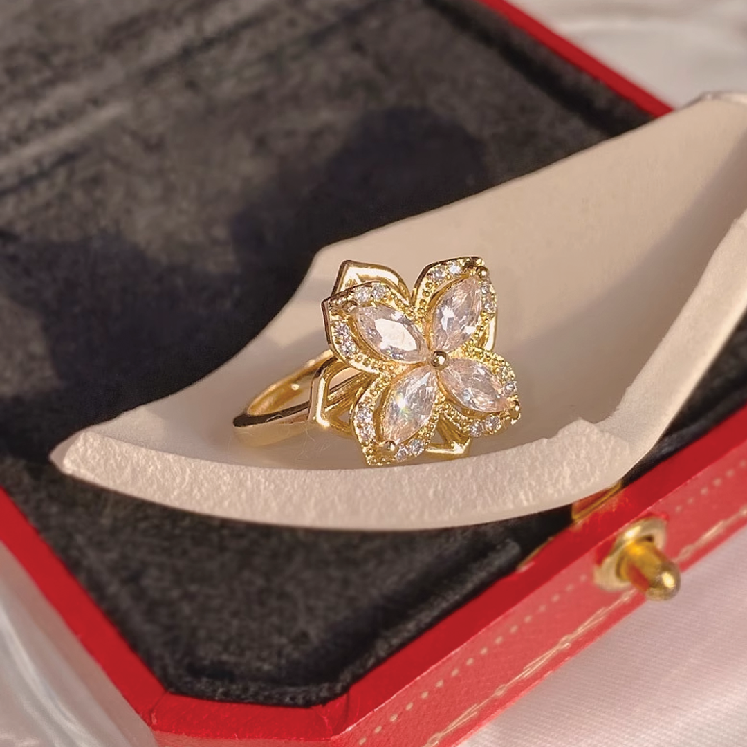 Women Gold & Silver Plated Lucky Four-Leaf Rotating Design Jewelry Set