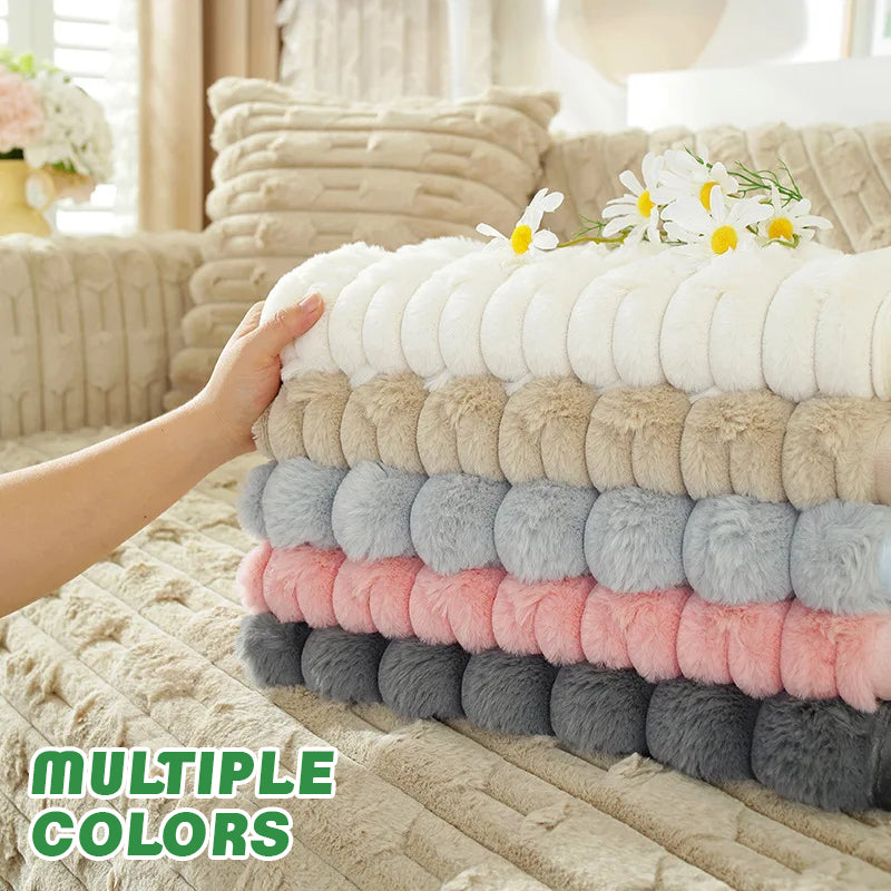 2023 Winter Warm & Thickened Non-slip Rabbit Velvet Plush Sofa Cushion Cover