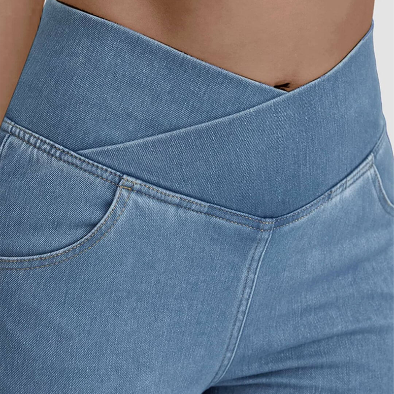 Stretchy Jeans High Waisted Crossover
