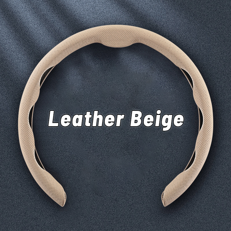Breathable Ultra-thin 5D Leather & Carbon Car Steering Wheel Cover Universal Fit
