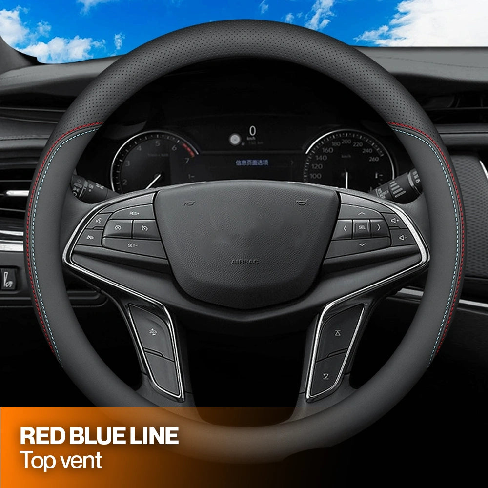 Caleb Breathable Leather Steering Wheel Cover | Anti-Slip, Universal Fit