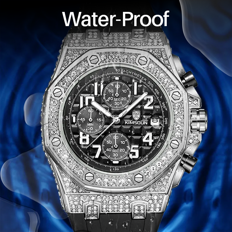 Sports 30M Waterproof Multi-Functional Unisex's Rhinestone Silicone Quartz Watch