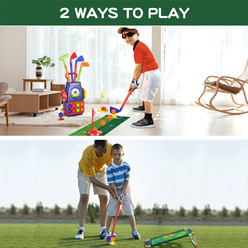 Indoor Outdoor 2-in-1 Kids Toddler Golf 08 Balls & 01 Mat Set for for Boys Girls Ages 2 3 4 5+