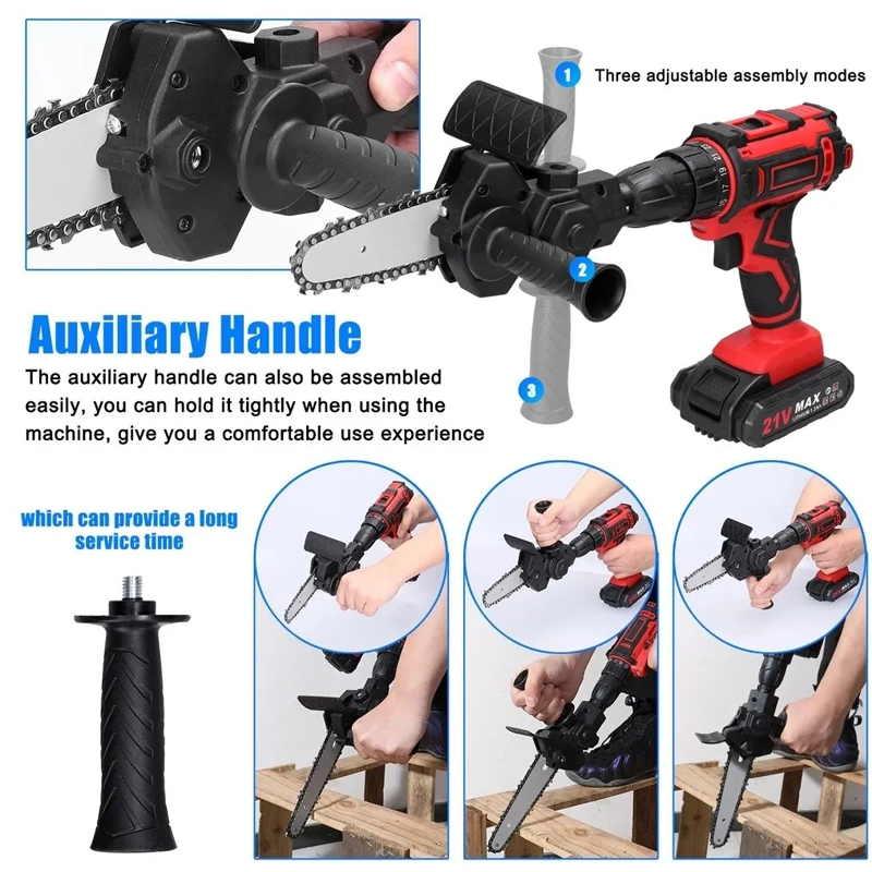 4" & 6" Mini Electric Drill Attachment Chainsaw For Woodworking Gardening