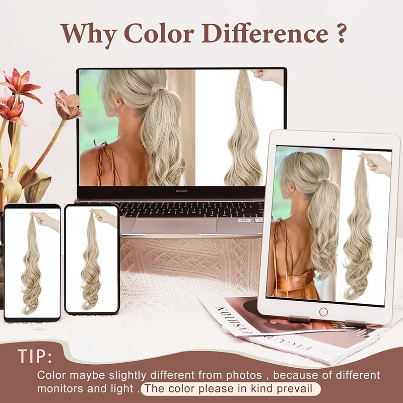 Synthetic Fiber Claw Clip Wavy Ponytail Hair Extensions for Women