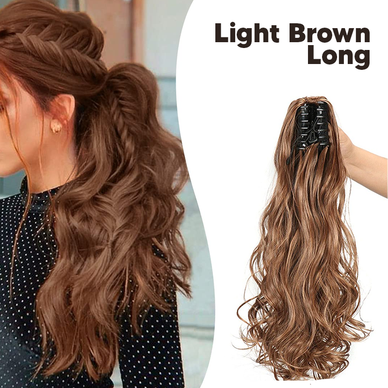 Synthetic Fiber Claw Clip Wavy Ponytail Hair Extensions for Women