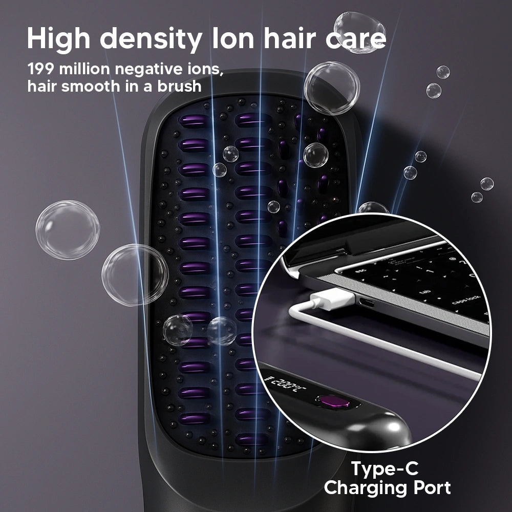 LED Temperature Portable Straightener Brush