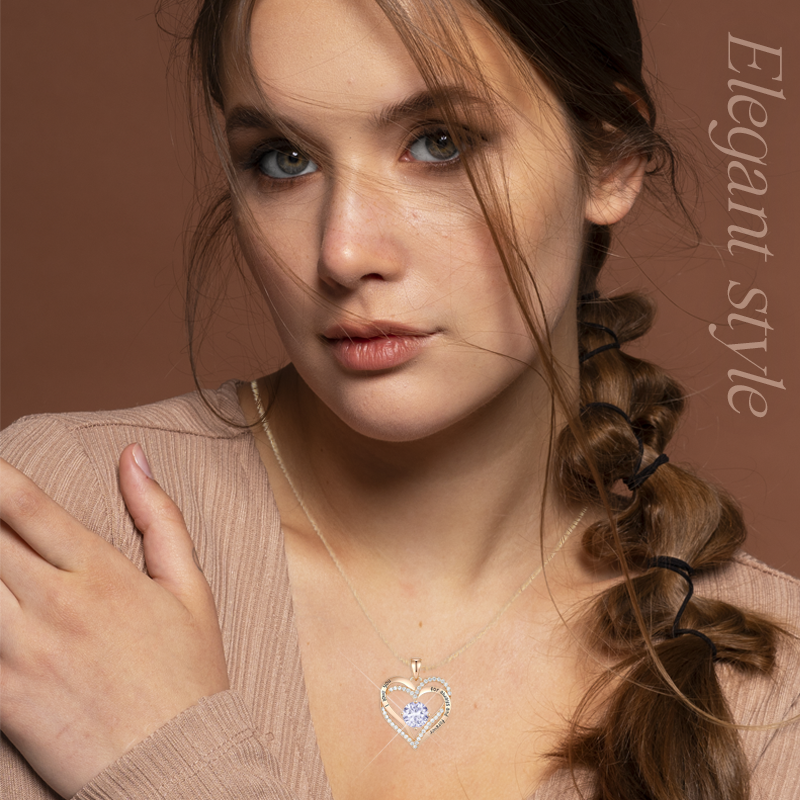 Germe Personalized 12 Birthstone Zirconia Gifts for Women's Forever Love Heart Pendant Necklace