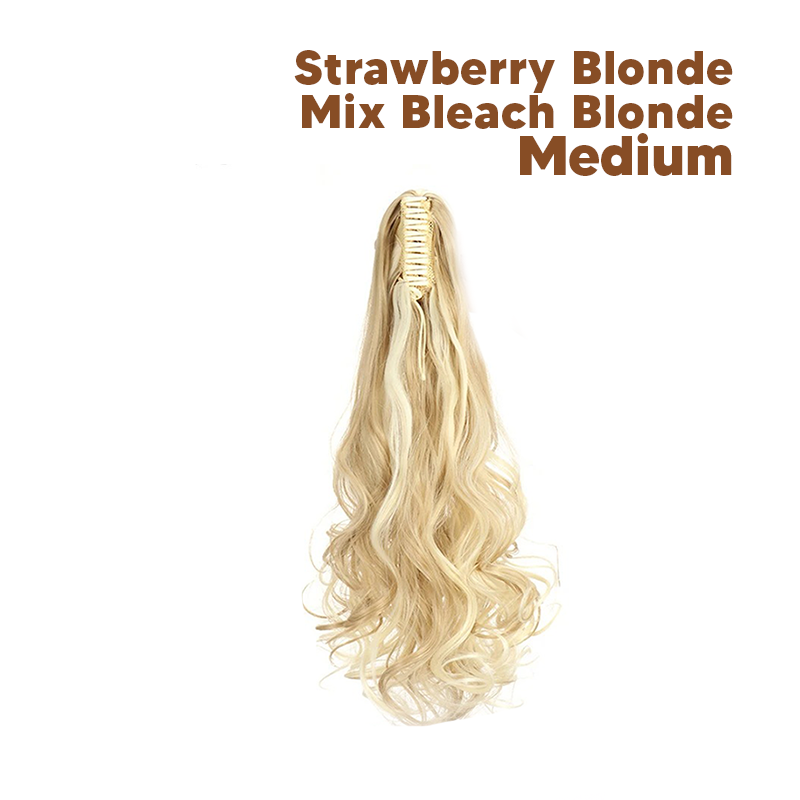 Synthetic Fiber Claw Clip Wavy Ponytail Hair Extensions for Women