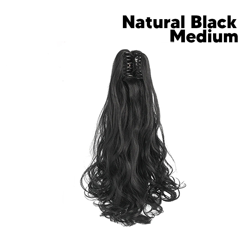 Synthetic Fiber Claw Clip Wavy Ponytail Hair Extensions for Women