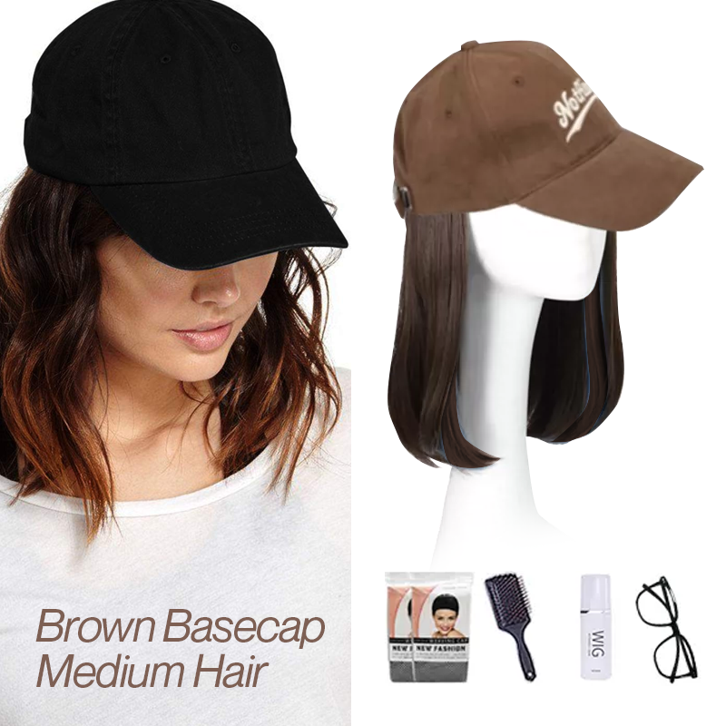 Long Straight Wavy Wig Hairstyle Extension Baseball Cap for Women