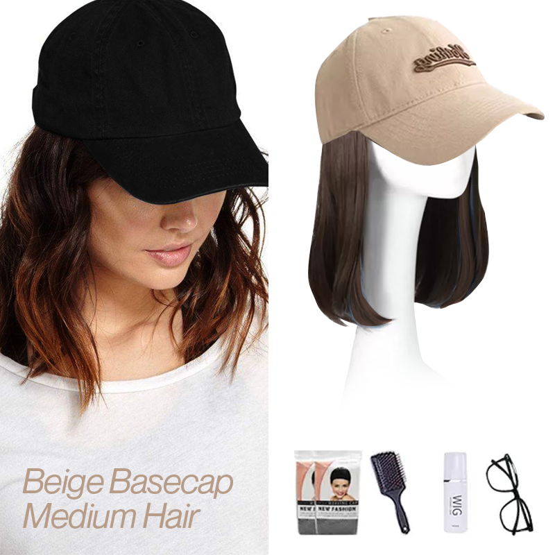 Long Straight Wavy Wig Hairstyle Extension Baseball Cap for Women