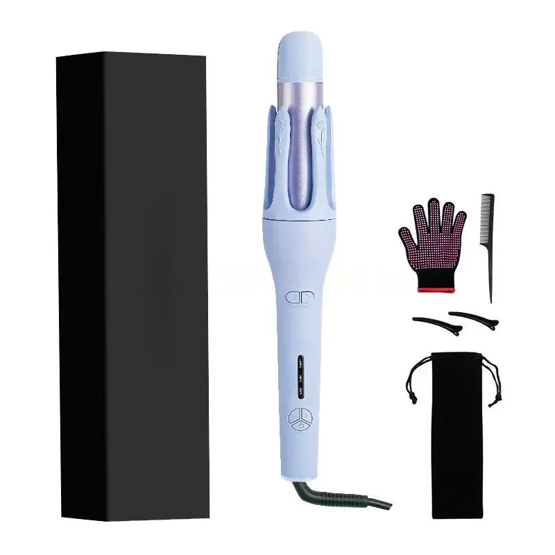 2-in-1 Automatic Hair Curler & Straightener 360° Rotating Wand for Medium & Long Hair Tangle-free Anti-Scald