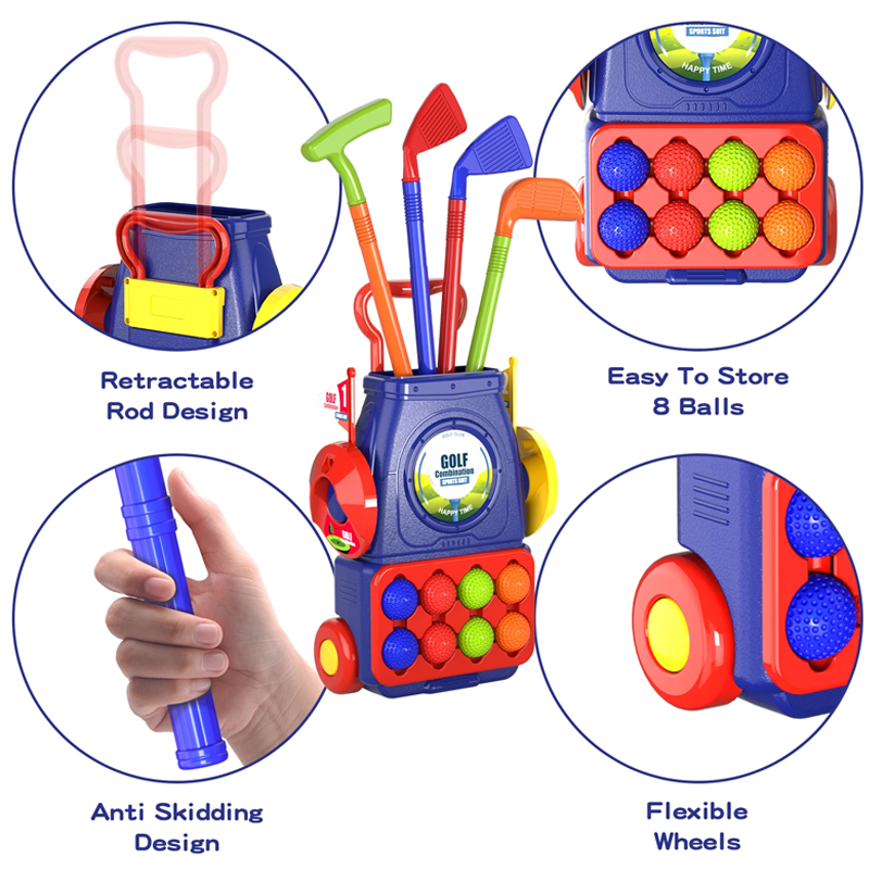 Indoor Outdoor 2-in-1 Kids Toddler Golf 08 Balls & 01 Mat Set for for Boys Girls Ages 2 3 4 5+