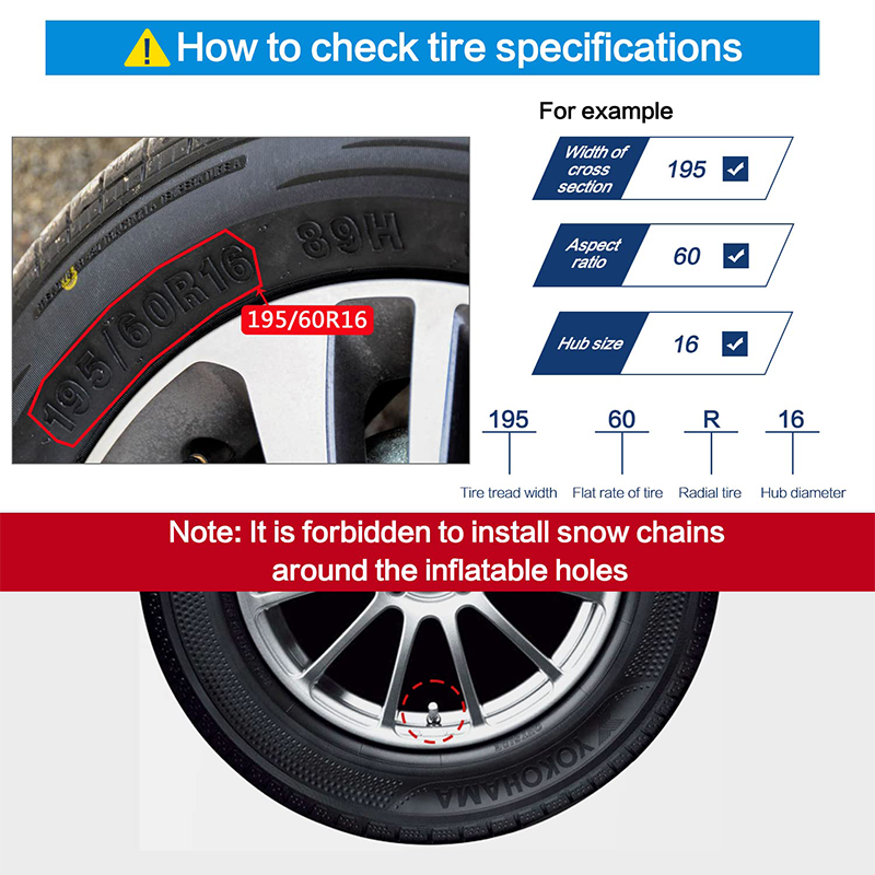 Snow Emergency Anti Slip Car Tire Chains with Thickened Steel for Truck SUV in Snow, Ice, Sand and Mud