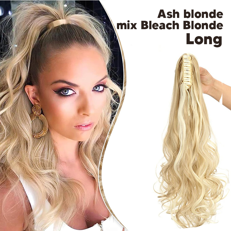 Synthetic Fiber Claw Clip Wavy Ponytail Hair Extensions for Women
