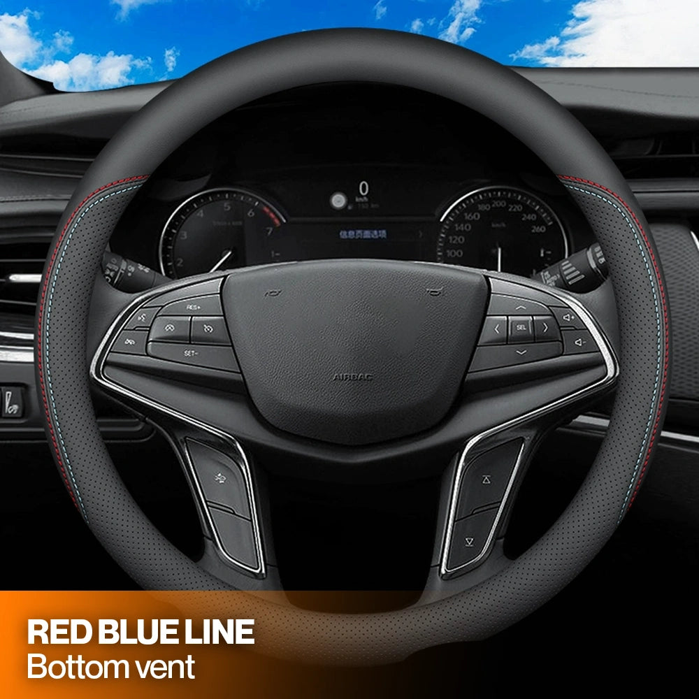 Caleb Breathable Leather Steering Wheel Cover | Anti-Slip, Universal Fit