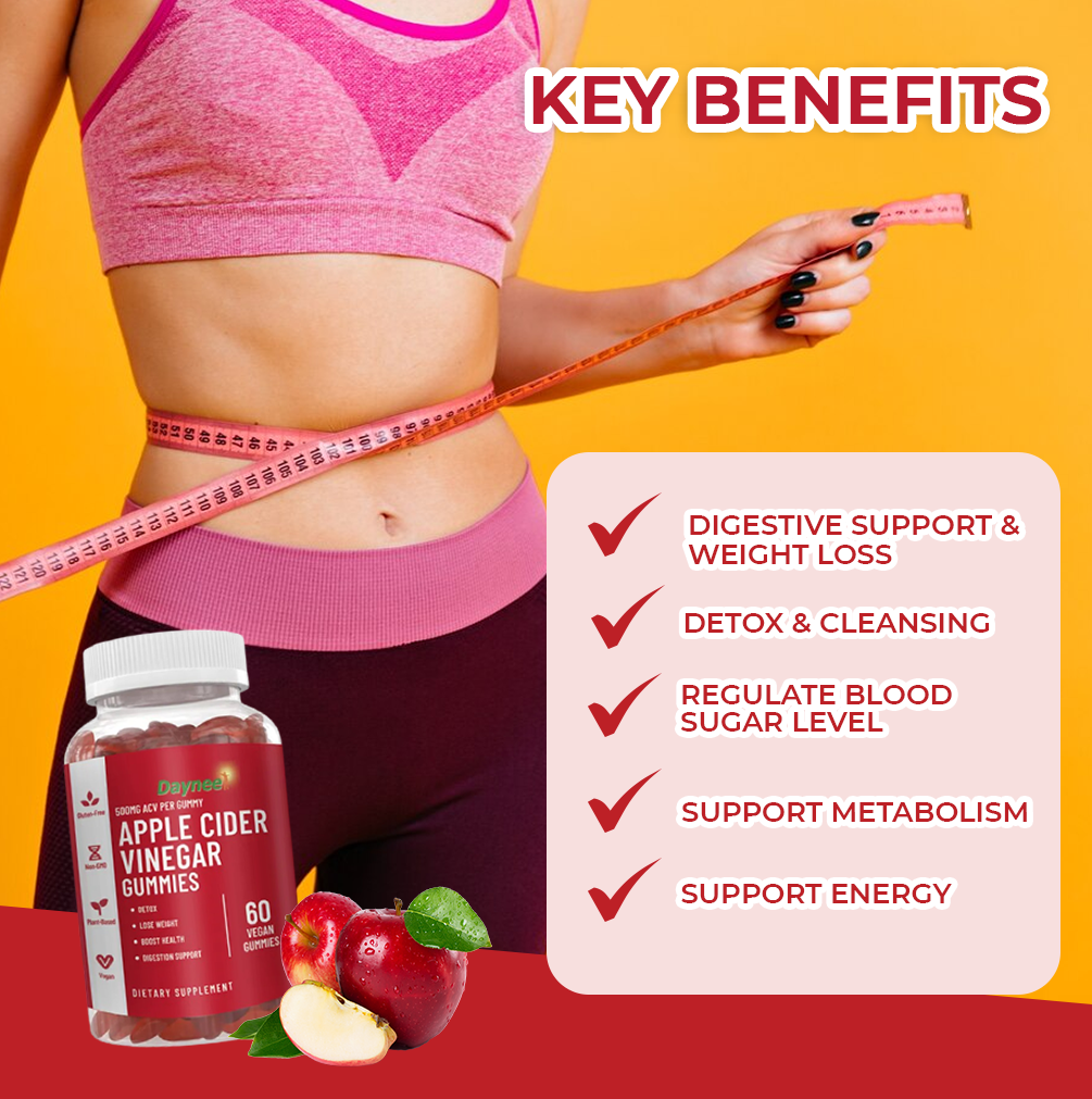 Daynee Apple Cinder Vinegar Gummies | Dietary Supplement for Energy and Health Support