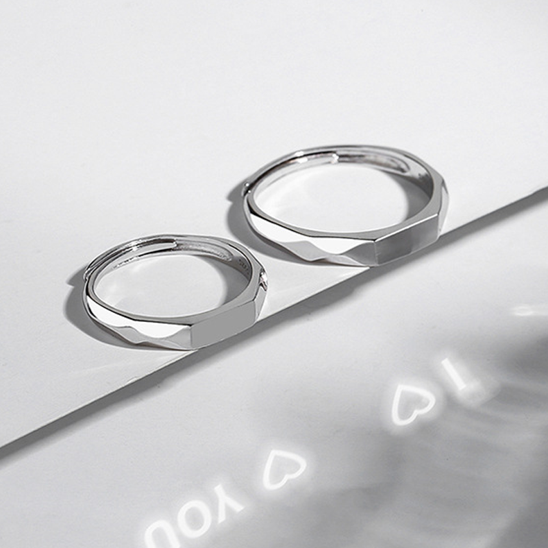Sterling Silver Endless Love Light Reflect Matching Couple Rings