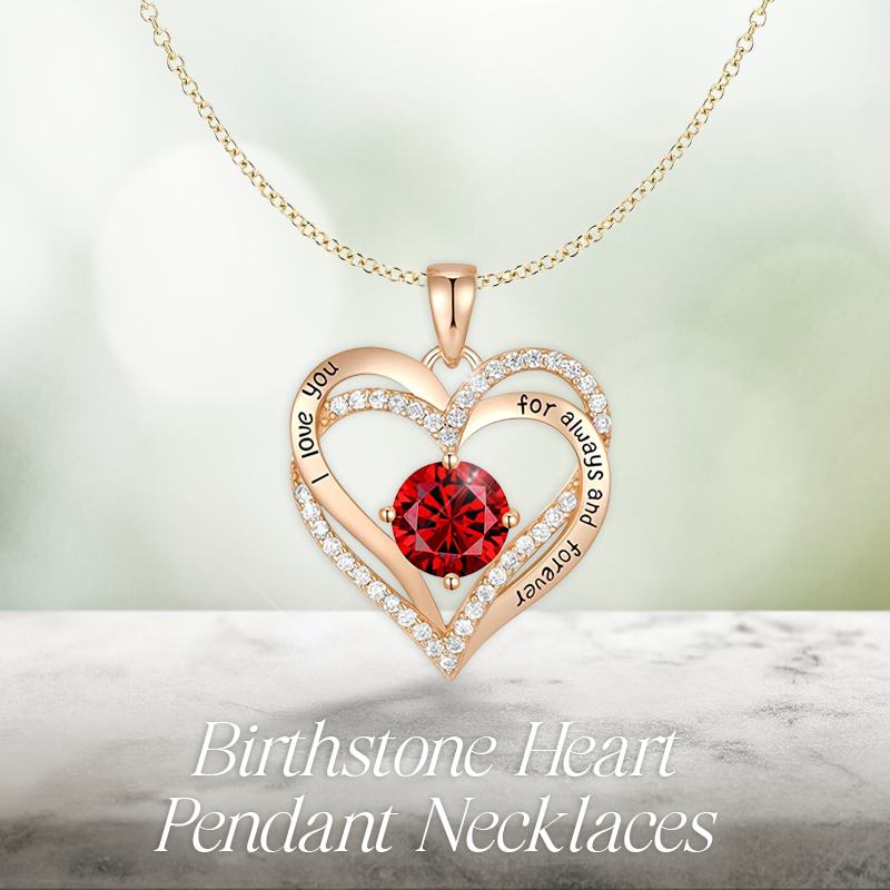 Germe Personalized 12 Birthstone Zirconia Gifts for Women's Forever Love Heart Pendant Necklace