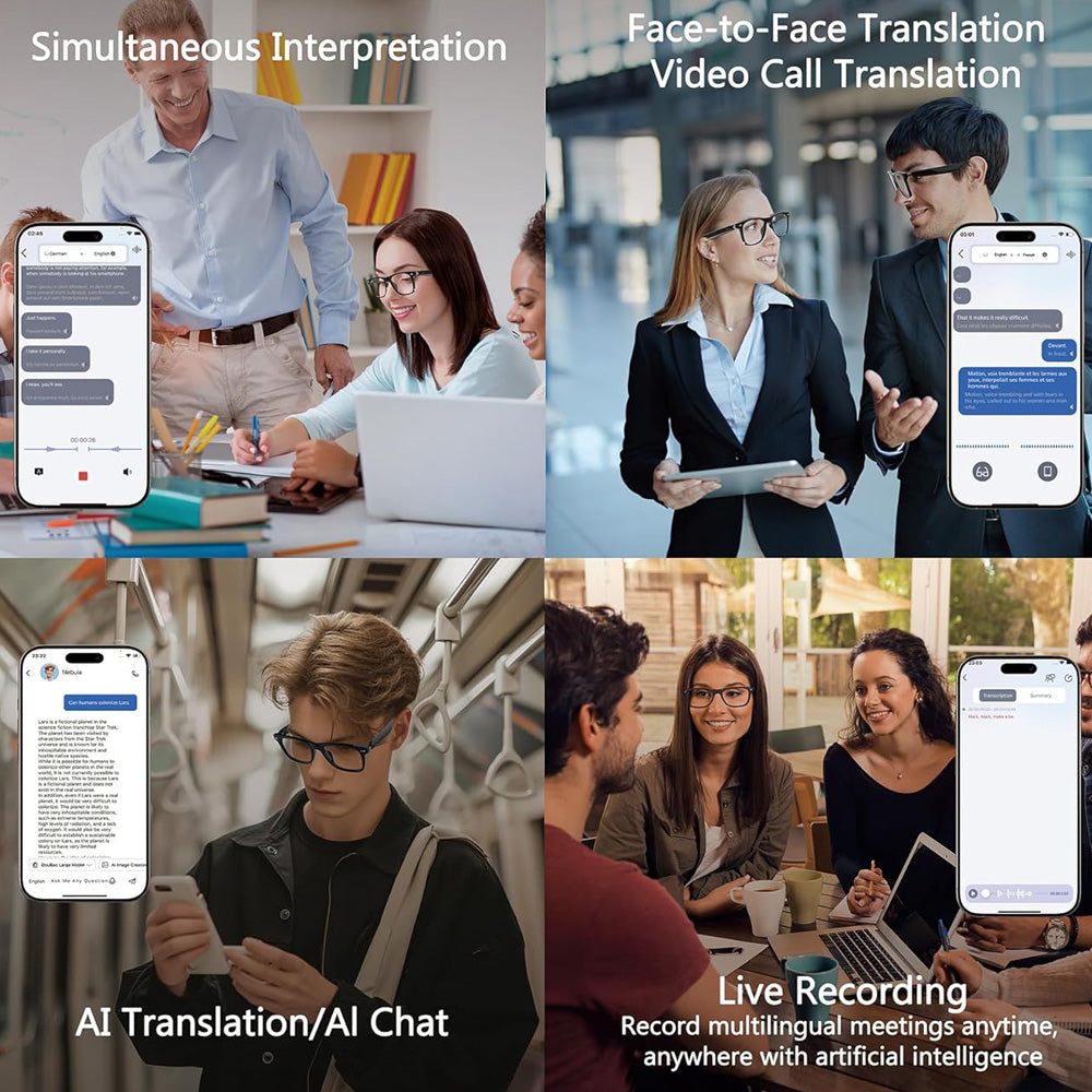 TalkView AI Translation Glasses - Real-Time Translation, Lightweight Fit, Lifetime Use