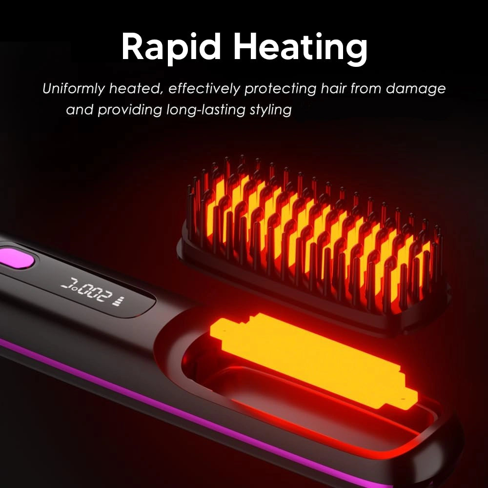 LED Temperature Portable Straightener Brush