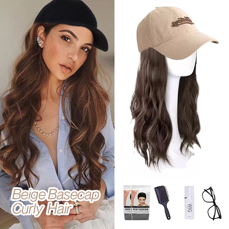 Long Straight Wavy Wig Hairstyle Extension Baseball Cap for Women