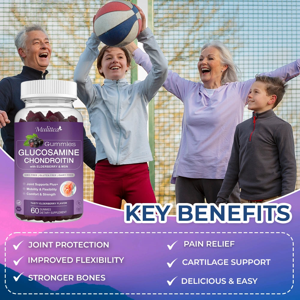 Glucosamine Chondroitin Gummies - Extra Strength Joint Support Supplement for Natural Joint, Antioxidant Immune Support