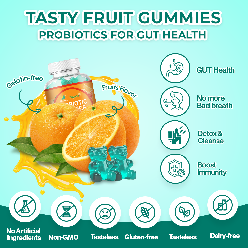 Daynee Probiotic Gummies | Dietary Supplement for Gut Health Digestion Immunity