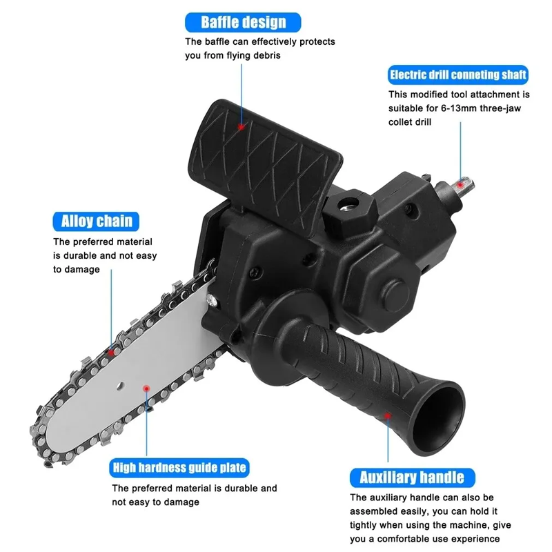 4" & 6" Mini Electric Drill Attachment Chainsaw For Woodworking Gardening