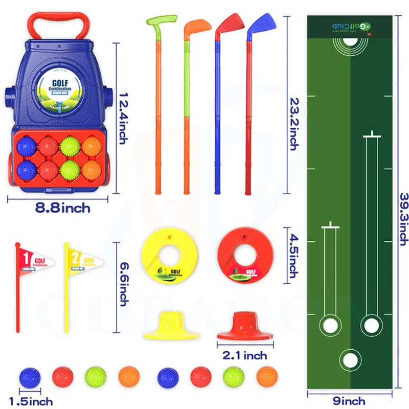 Indoor Outdoor 2-in-1 Kids Toddler Golf 08 Balls & 01 Mat Set for for Boys Girls Ages 2 3 4 5+