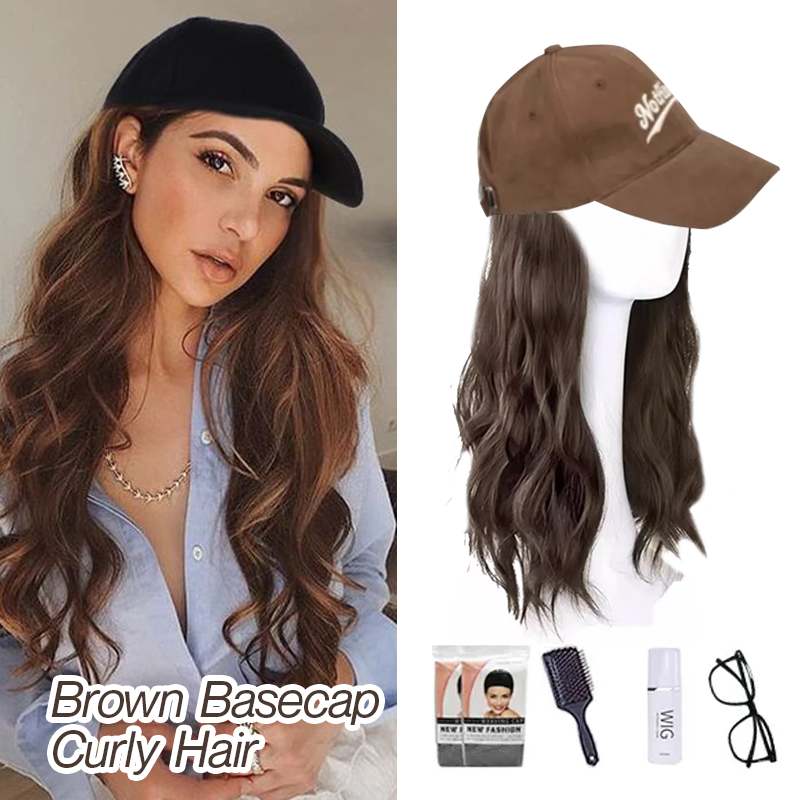 Long Straight Wavy Wig Hairstyle Extension Baseball Cap for Women