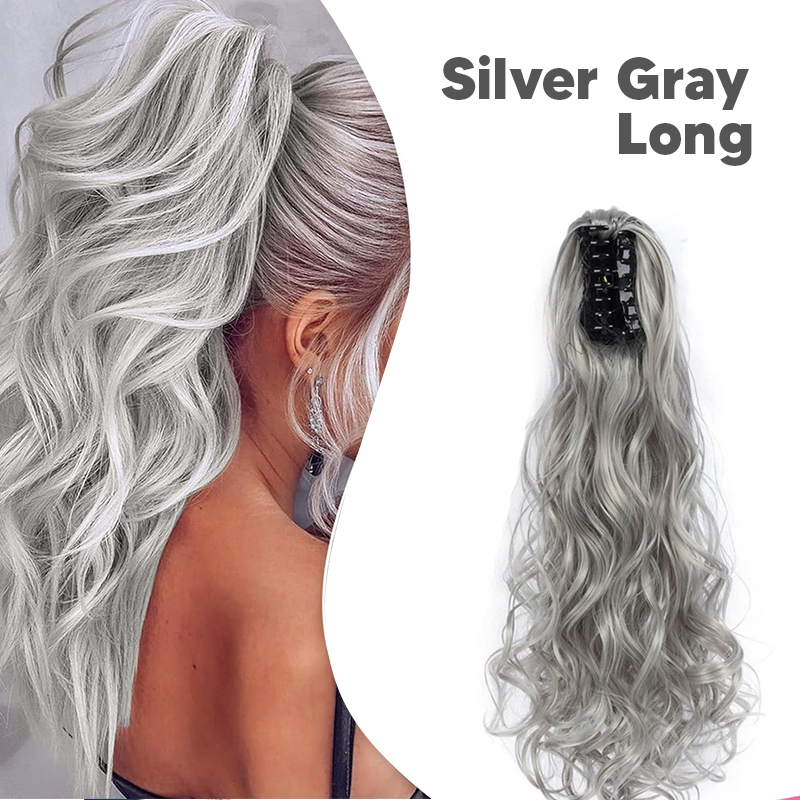 Synthetic Fiber Claw Clip Wavy Ponytail Hair Extensions for Women
