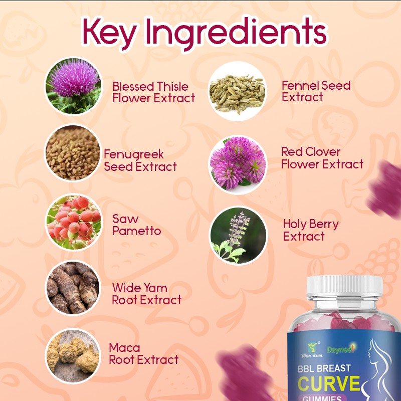 BBL Breast Curve Gummies | Dietary Supplement for Breast Enlargement, Overall Health Support, and Hormonal Balance