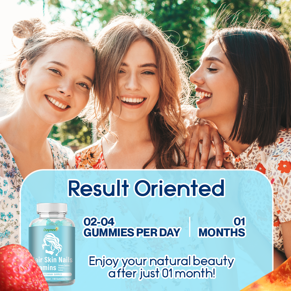 Daynee Hair Skin Nails Vitamins Gummies | Dietary Supplement for Collagen Replenishment and Hair/Nails/Skin Improvement