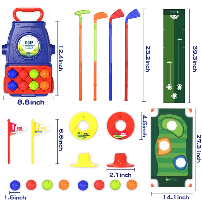 Indoor Outdoor 2-in-1 Kids Toddler Golf 08 Balls & 01 Mat Set for for Boys Girls Ages 2 3 4 5+