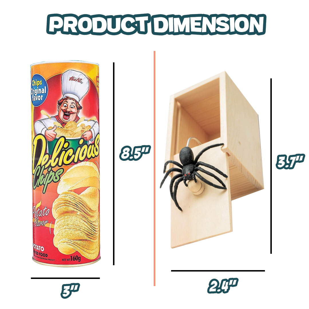 Quality Magic Potato Chip Can Prank Snake Toy & Spider in Wooden Handmade Box April Fool Halloween Party Gift for Adult & Kids