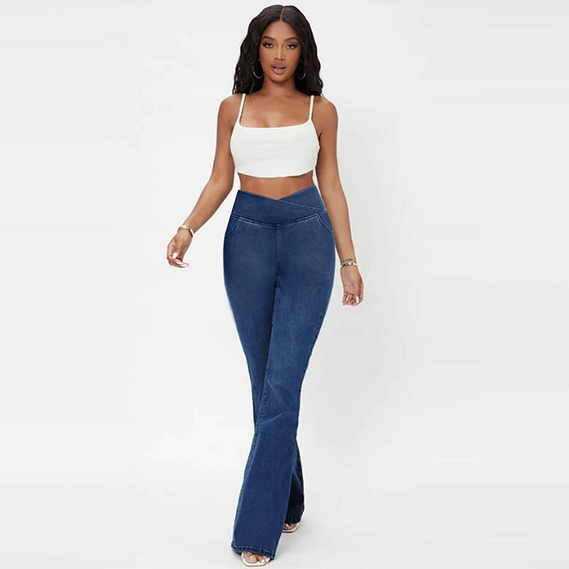 Stretchy Jeans High Waisted Crossover