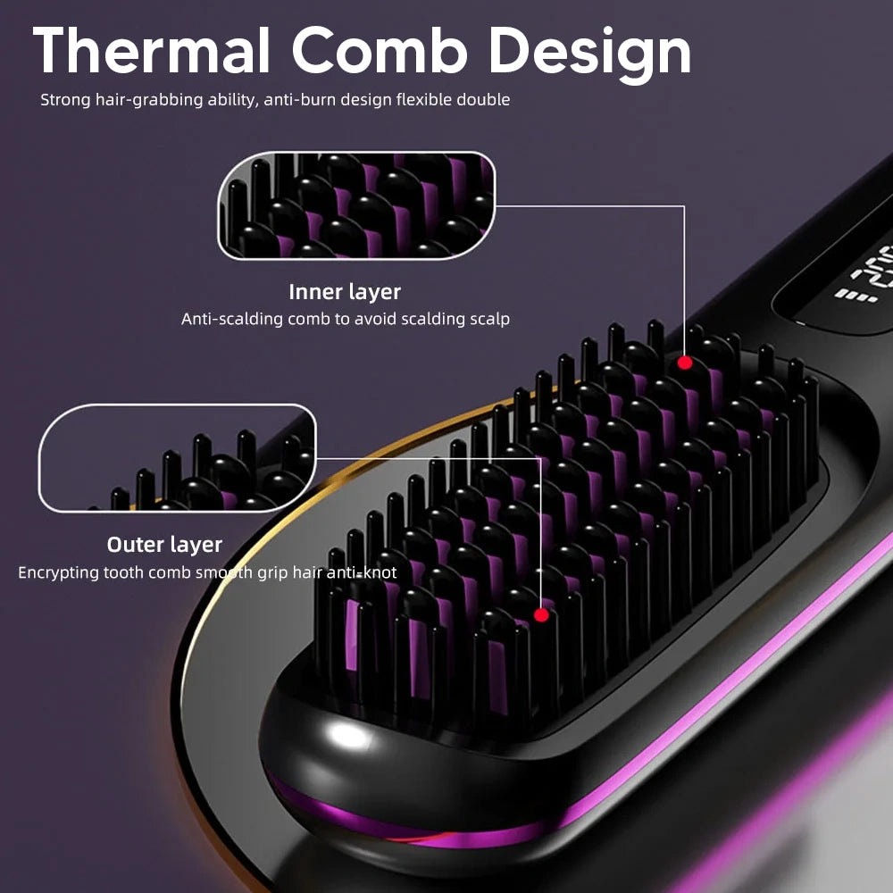 LED Temperature Portable Straightener Brush