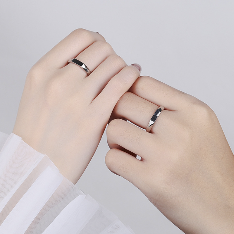 Sterling Silver Endless Love Light Reflect Matching Couple Rings