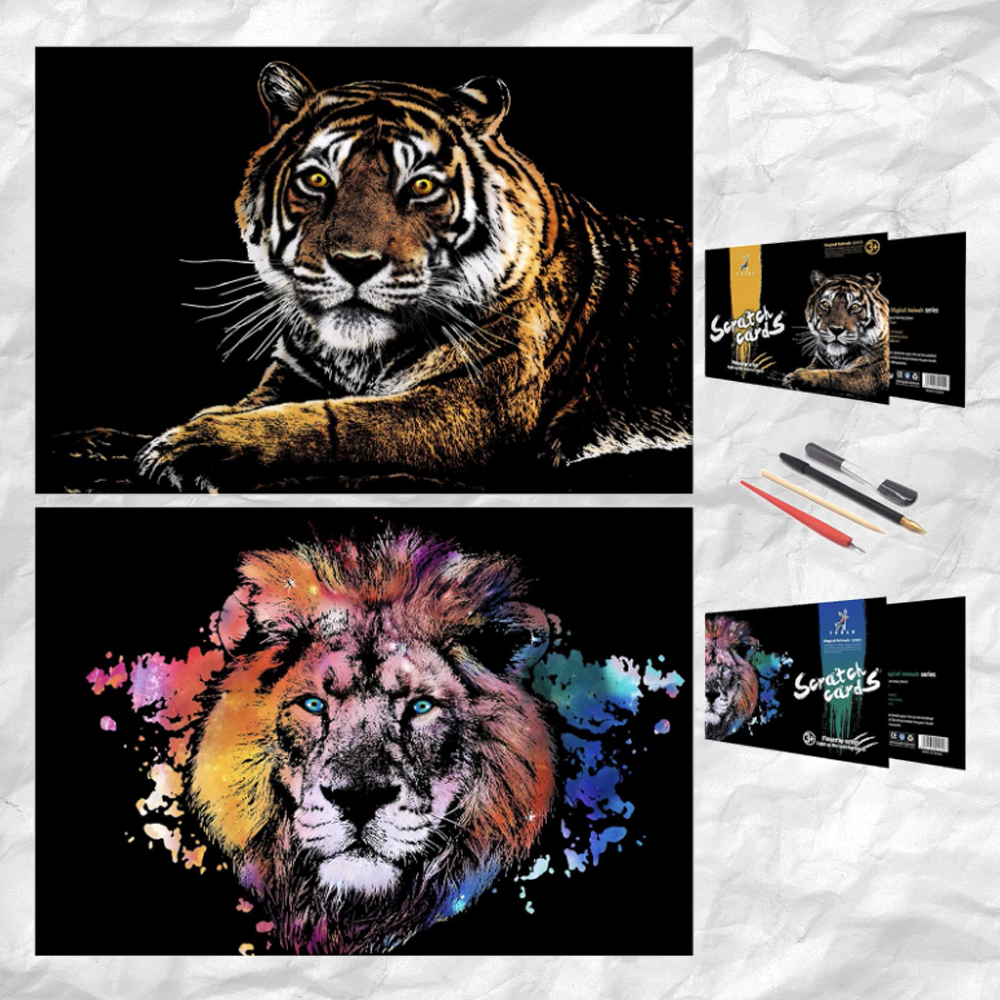 Scratch Art Painting Kits for Adults & Kids, Rainbow Painting Sketch Night View Scratchboard