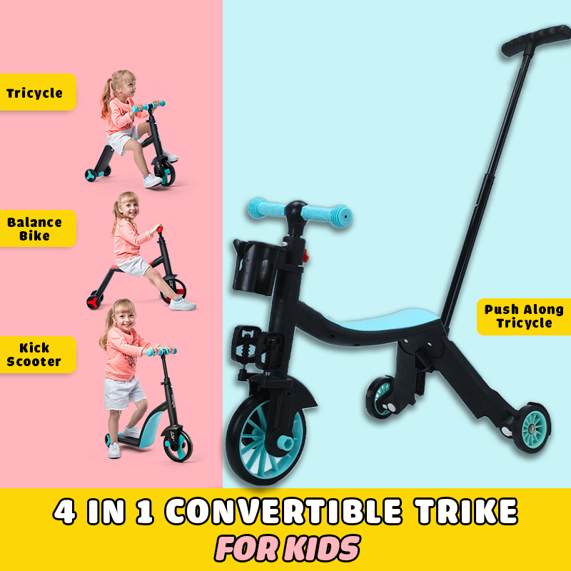4 In 1 Kids Convertible Scooter/Tricycle/Balance Bike