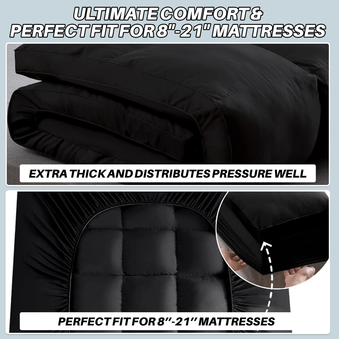 SleepMax Extra Thick Mattress Topper | Extra Thick, Cooling, Pressure Distribution & Skin-Friendly